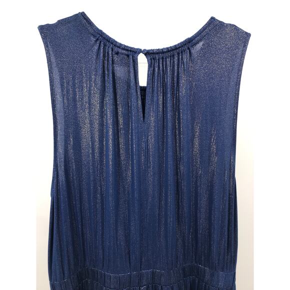 Lane Bryant Sleeveless Knit Midi Dress Plus Size 22/24 Blue Gold Metallic - Picture 8 of 11